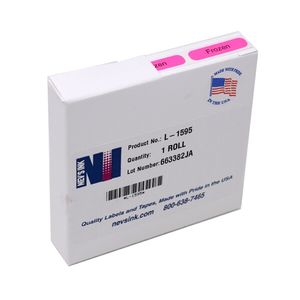 Nevs Label, FROZEN 5/16" x 1-1/4" Fluorescent Pink w/ black L-1595 - main